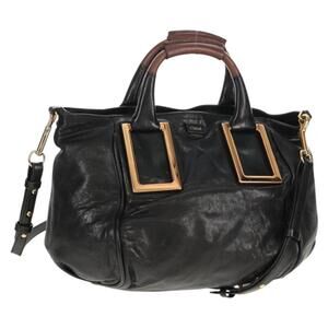 Chloe Etel Hand Bag Leather 2way Black Auth BA6838